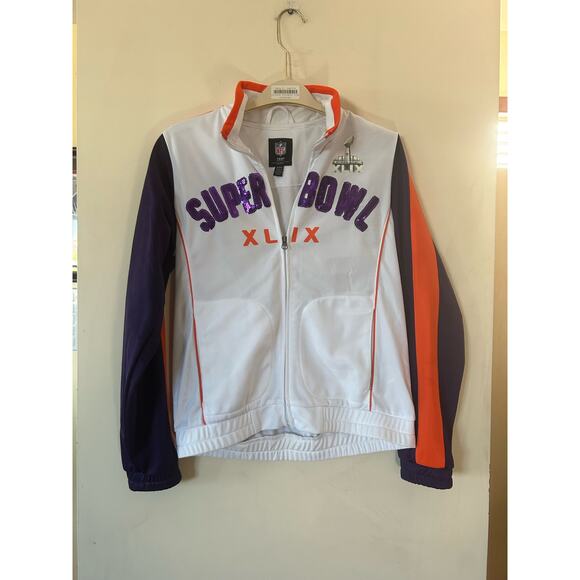 Superbowl Jackets & Blazers - Super Bowl XLIX 49 2015 Jacket Patriots Brady Women’s Small White Colorful